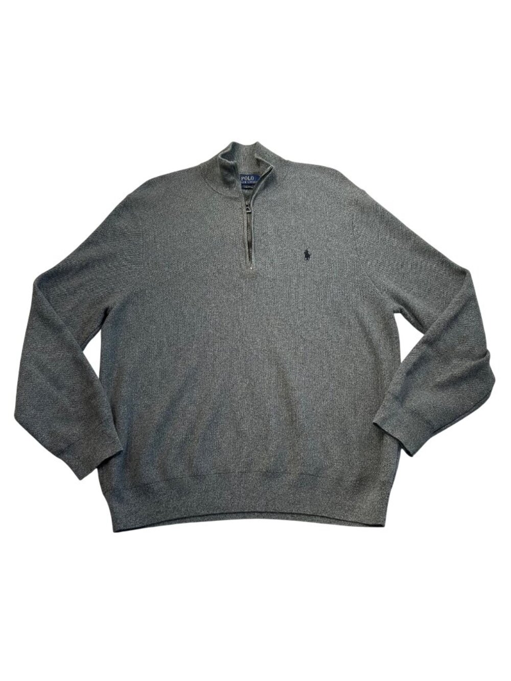 Polo Ralph Lauren Pima Cotton Quarter Zip Knit Sweater Mens Size XXL Gray Pony